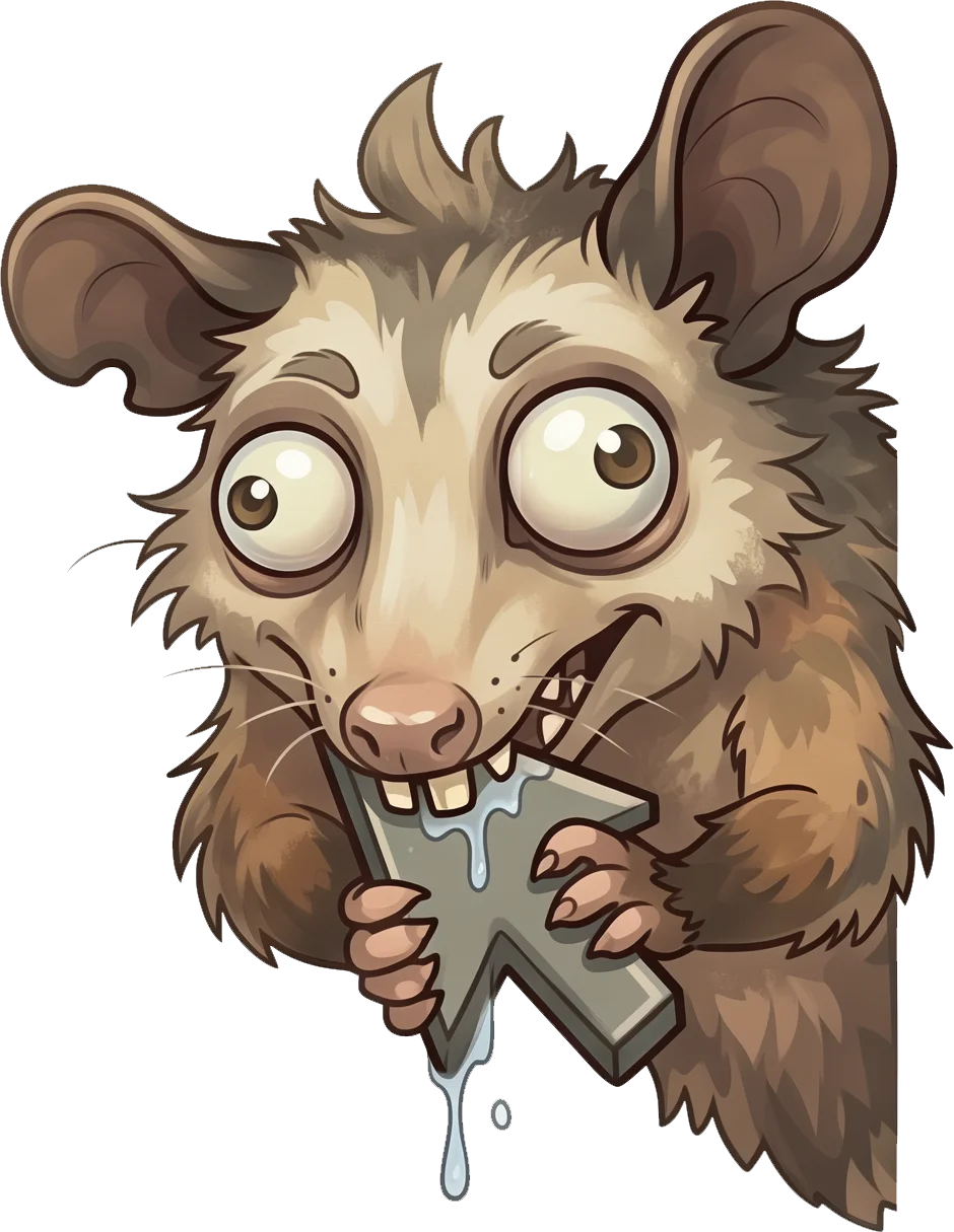 A raccoon snacking on a mouse cursor